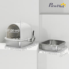 Enclosed Stainless Steel Litter Box, Metal Cat Litter Box with Scoop - view 2