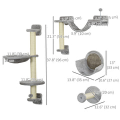 5PCs Cat Wall Shelves with Hammock, Scratching Posts, Perches, Ladder - view 2