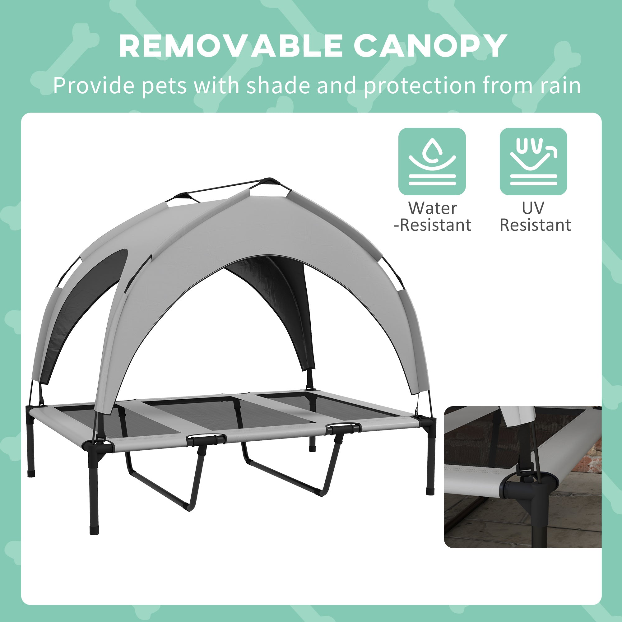 Raised Dog Bed Cooling Dog Cot w/ Canopy Washable Breathable Mesh, for Large - view 4