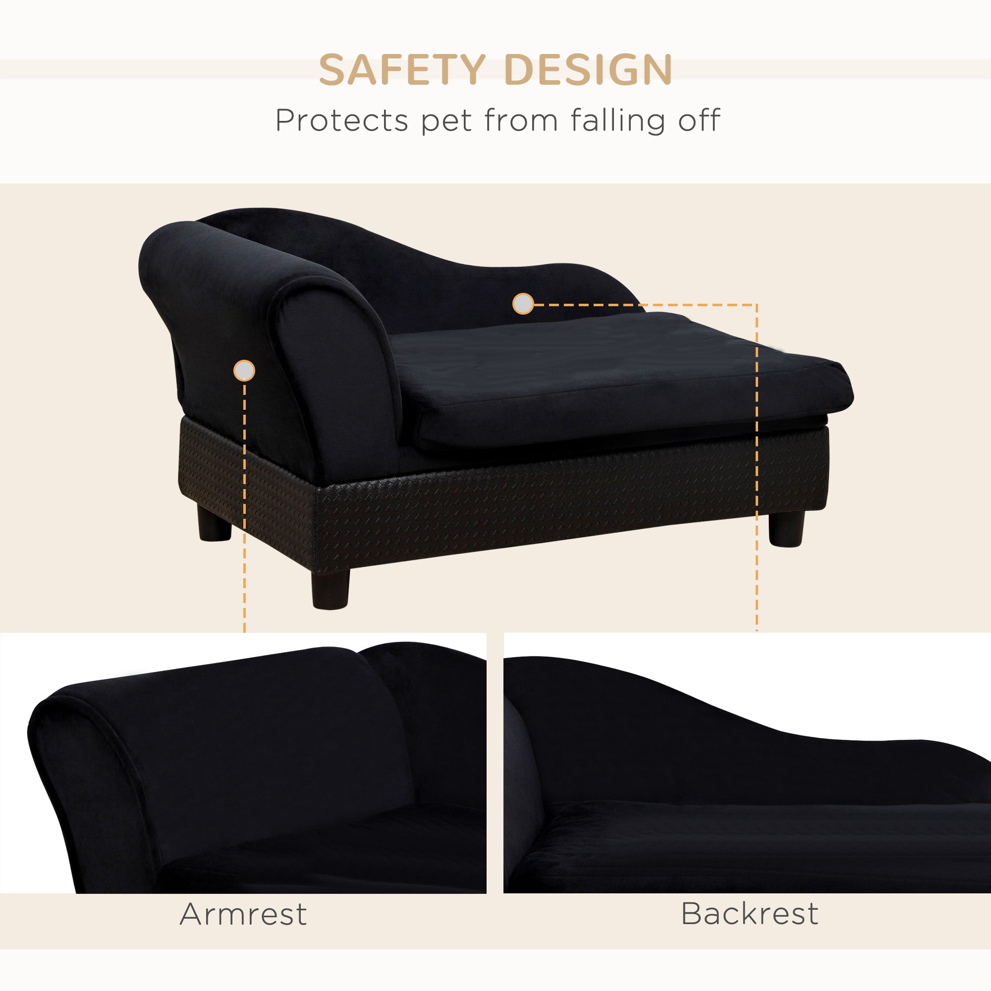 Pet Sofa Dog Couch Chaise Lounge Pet Bed with Storage Function Small Sized Dog - view 5