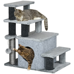 Cat Stairs Pet Steps for Couch Bed with Scratching Posts Condo Ball Toy, 23.6"