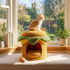 Hamburger Cat Nest with Chicken Drumstick Toy and Removable Cushion for Indoor - view 2