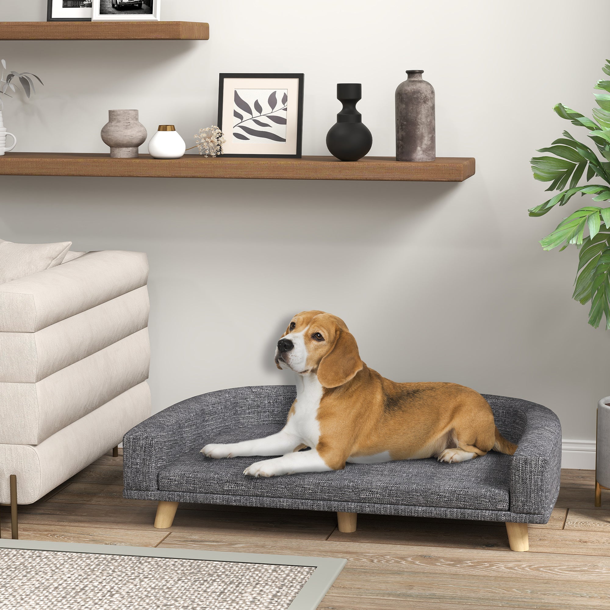 Dog Sofa for Large Dogs with Washable Cover, Anti-slip Foot Pads, Dark Dog Sofa - view 7