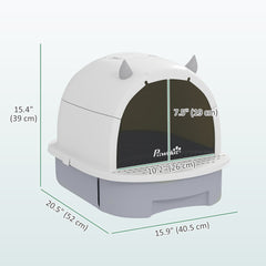 Cat Litter Box with Lid, Front Door Flap, Scoop, Handle, Easy Clean, for Small - view 2