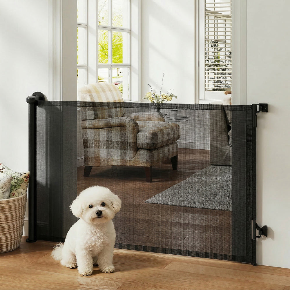 Retractable Dog Gate, 36.6" Tall, Extends to 55" Wide, Mesh Pet Gate - view 7