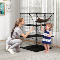 Indoor Cat Cage 3-Tier Cat Enclosure Detachable Metal Wire Kennel Cat Tree - view 2
