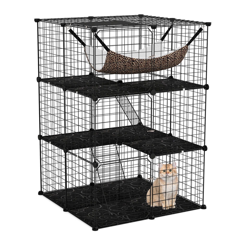 Indoor Cat Cage 3-Tier Cat Enclosure Detachable Metal Wire Kennel Cat Tree - view 4