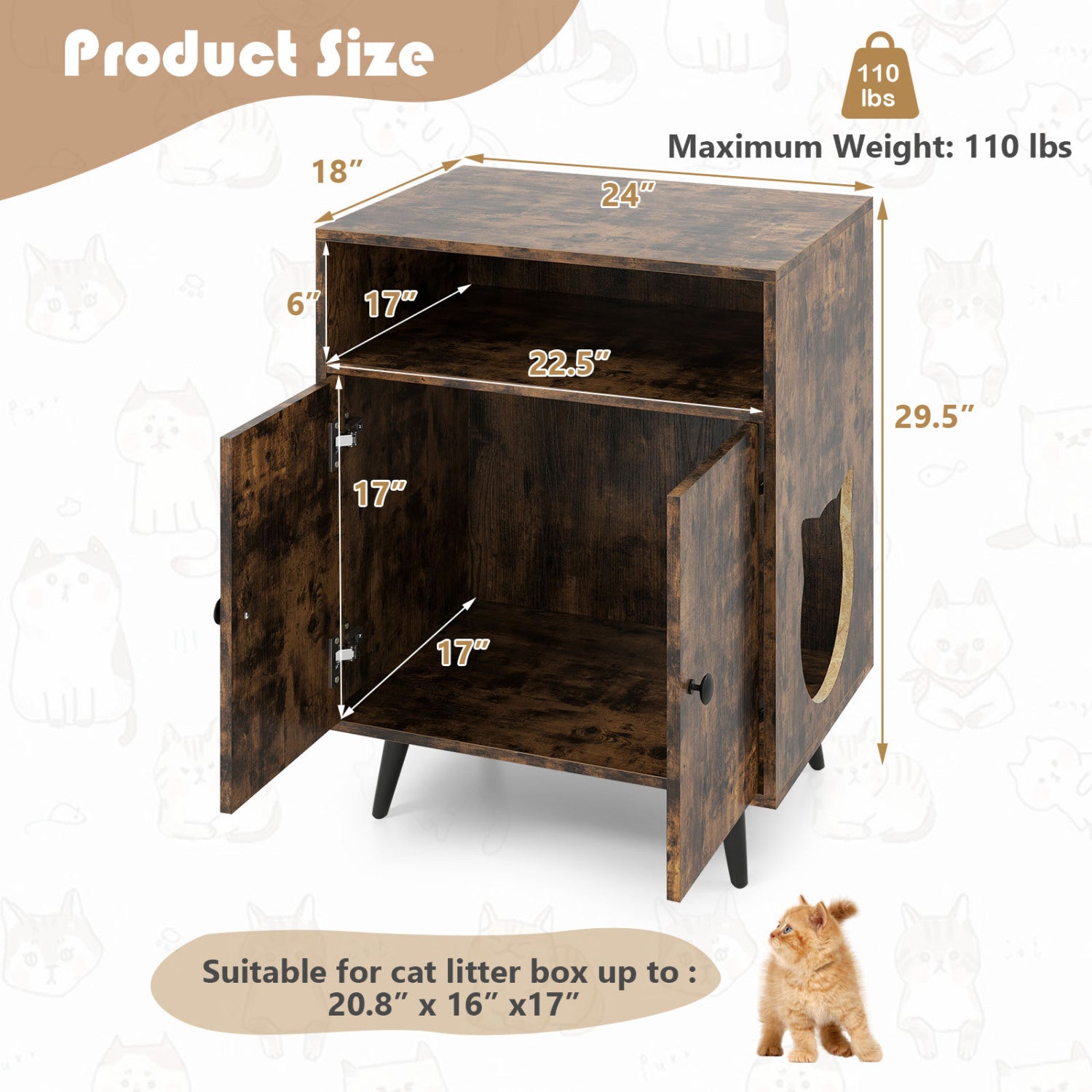 Industrial Cat Litter Box Enclosure with Entry and Open Compartment Cat House - view 5