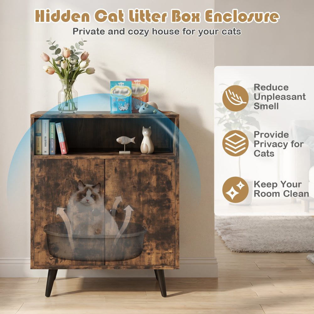 Industrial Cat Litter Box Enclosure with Entry and Open Compartment Cat House - view 8