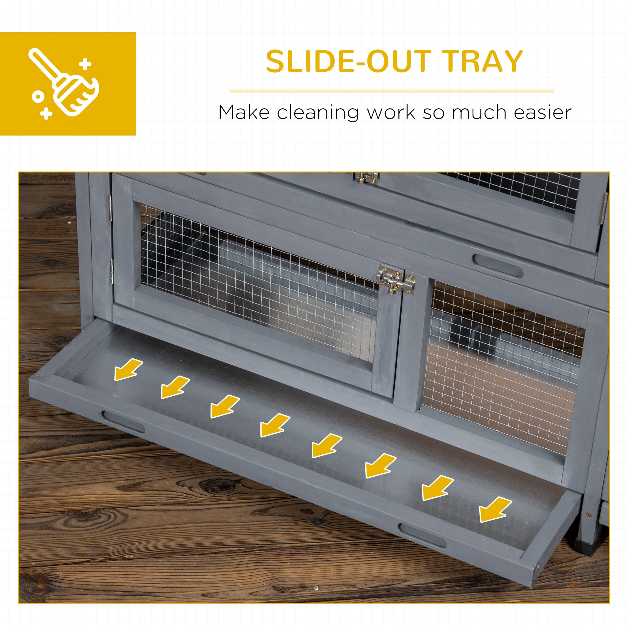 65" Wooden Rabbit Hutch, Pet Playpen with Openable Roof, Storage Box - view 5