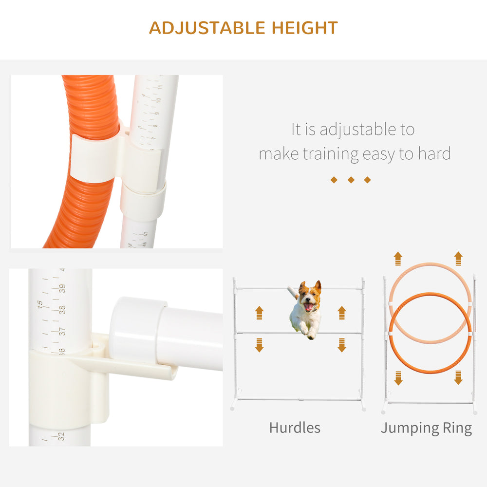 7 Pcs Dog Agility Kit w/ Tunnels, Weave Poles, Adjustable Hurdles, Jump Ring - view 3