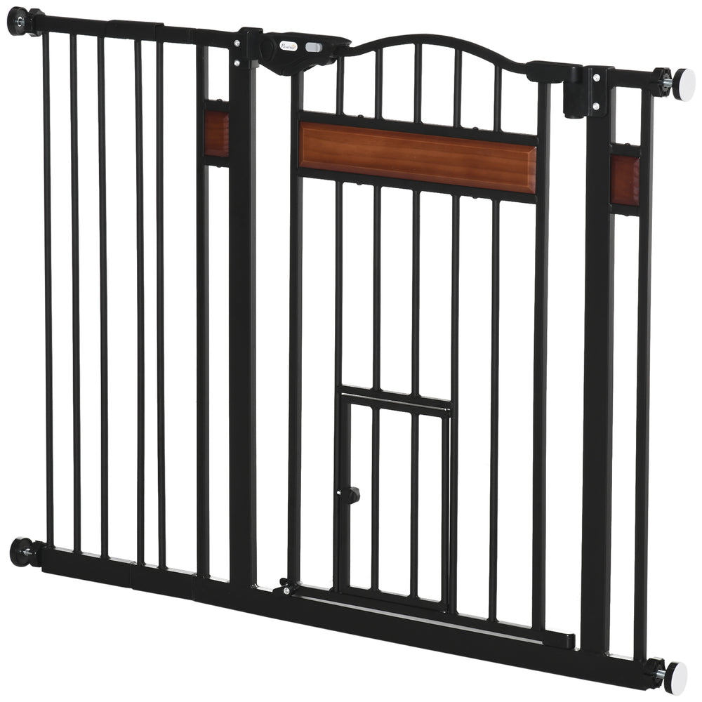 29.1''-41.3'' Extra Wide Dog Gate with Cat Door, Stair Pressure Fit, Auto