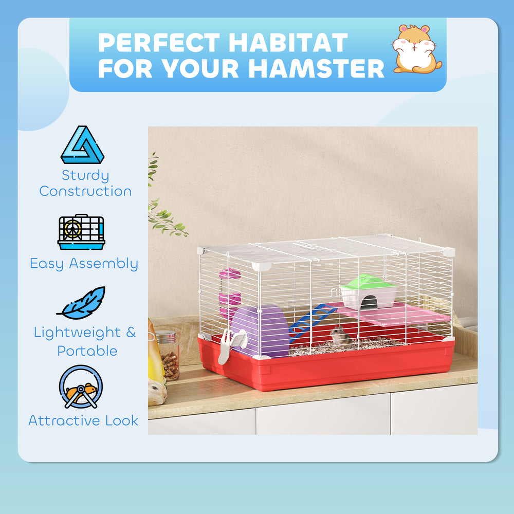 18.5'' Hamster Cage with Exercise Wheel and Water Bottle Dishes, Rat House - view 6