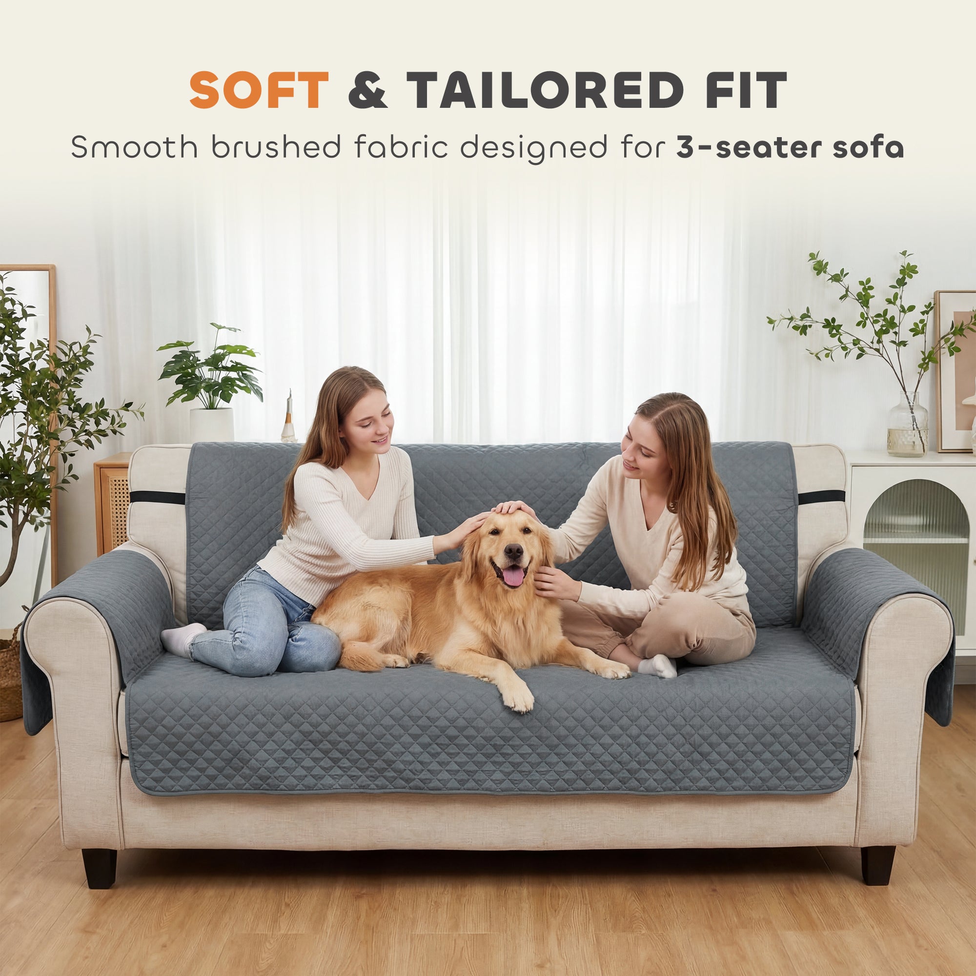 Waterproof Sofa Cover 3 Seater, Soft Couch Cover for Dogs Cats Pets, Non Slip - view 6