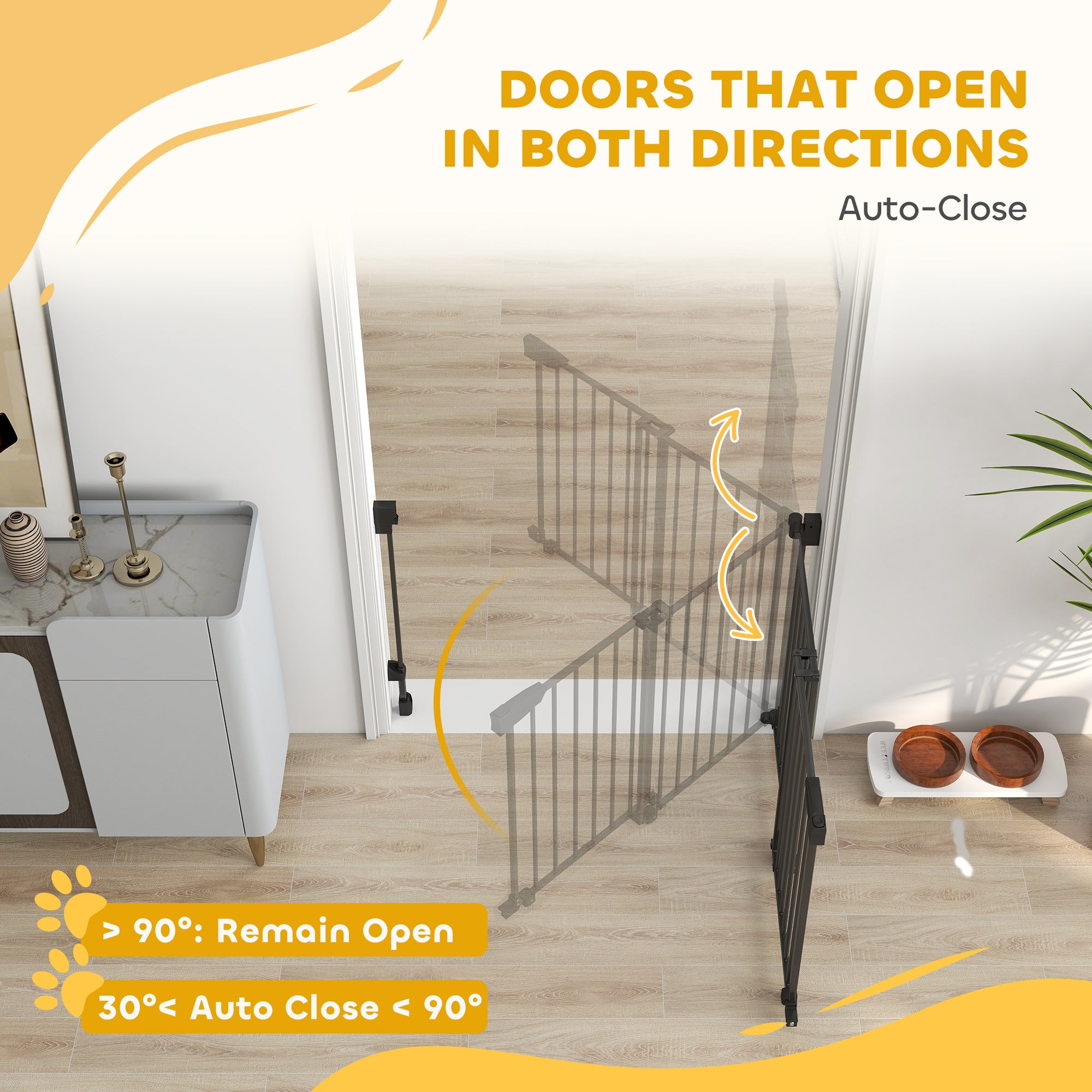 29"-44" Wide Dog Gate, 29" H, Pet Gate with Auto-Close, Single Hand Operation - view 5