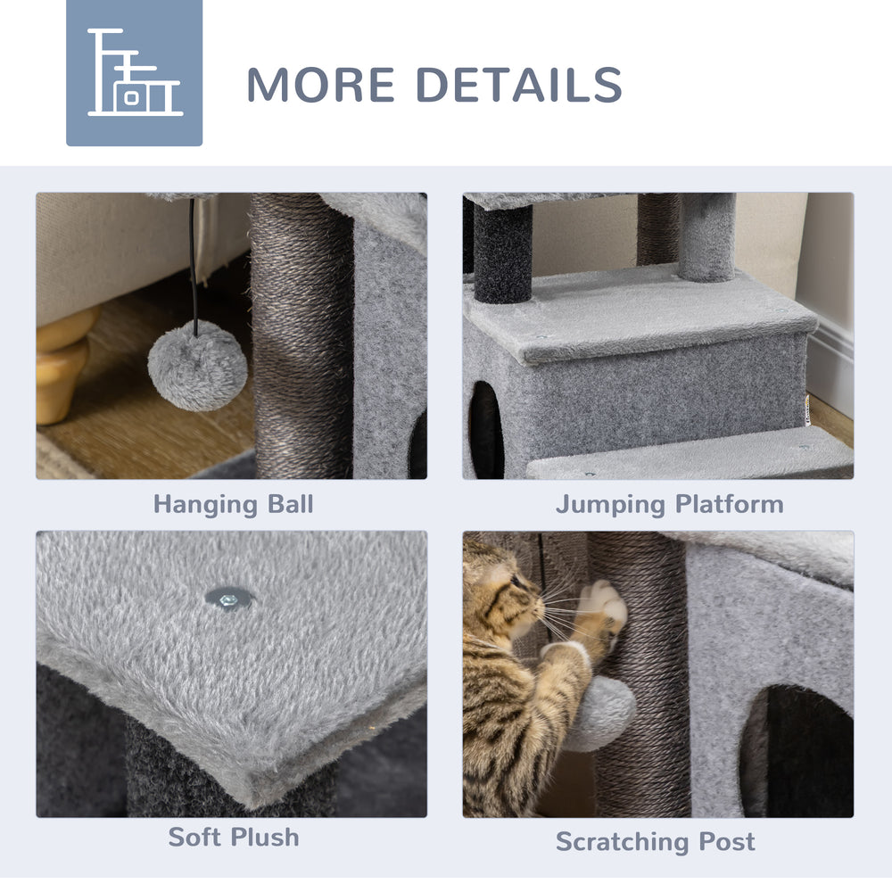 Cat Stairs Pet Steps for Couch Bed with Scratching Posts Condo Ball Toy, 23.6" - view 5
