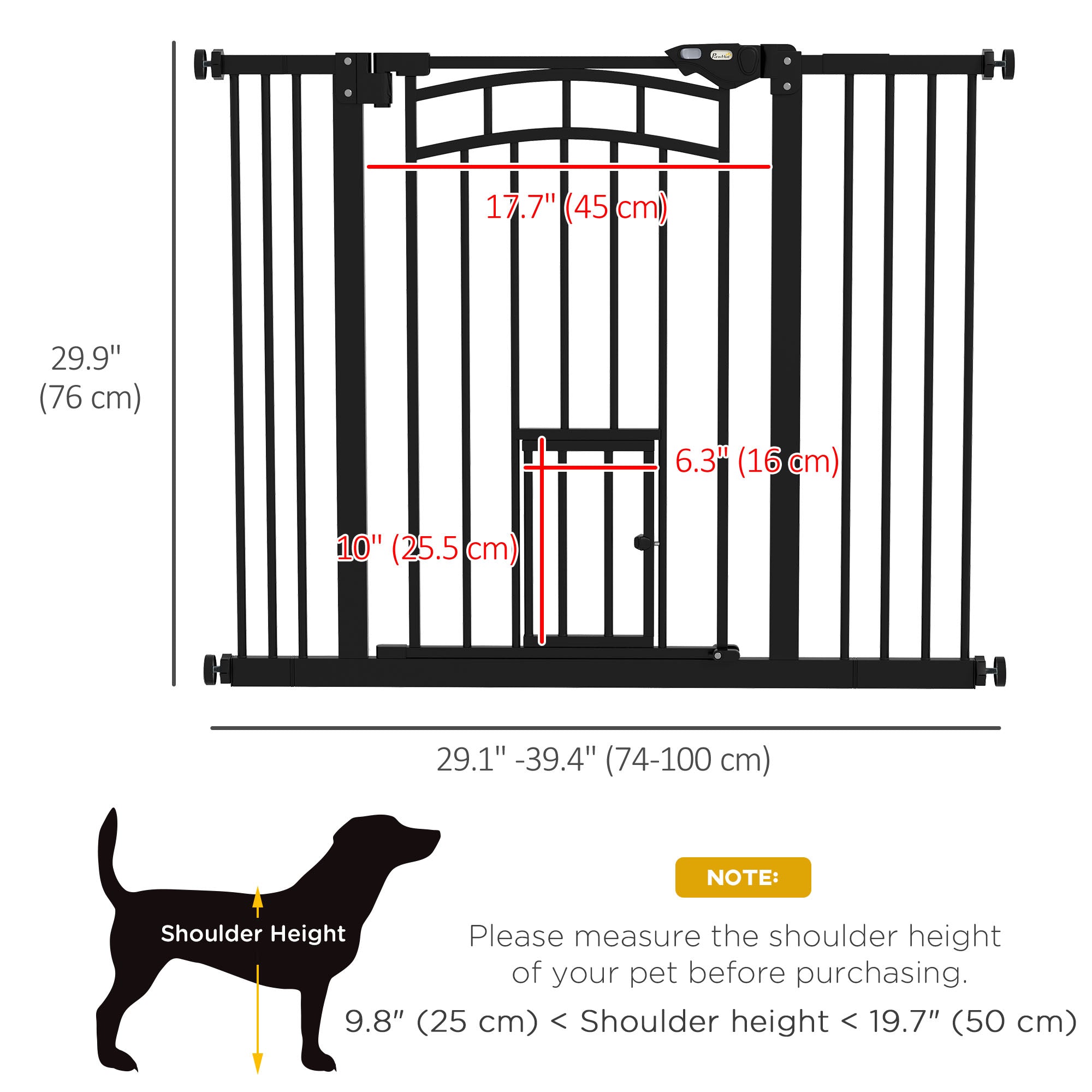 Auto-Close Pet Gate, Stair Gate with Cat Door, Double Locking for Doorways - view 2