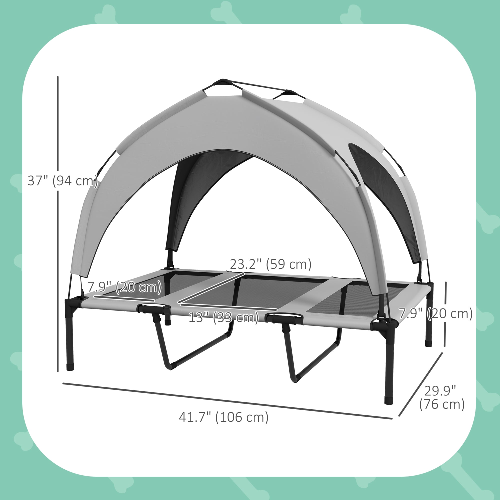 Raised Dog Bed Cooling Dog Cot w/ Canopy Washable Breathable Mesh, for Large - view 2