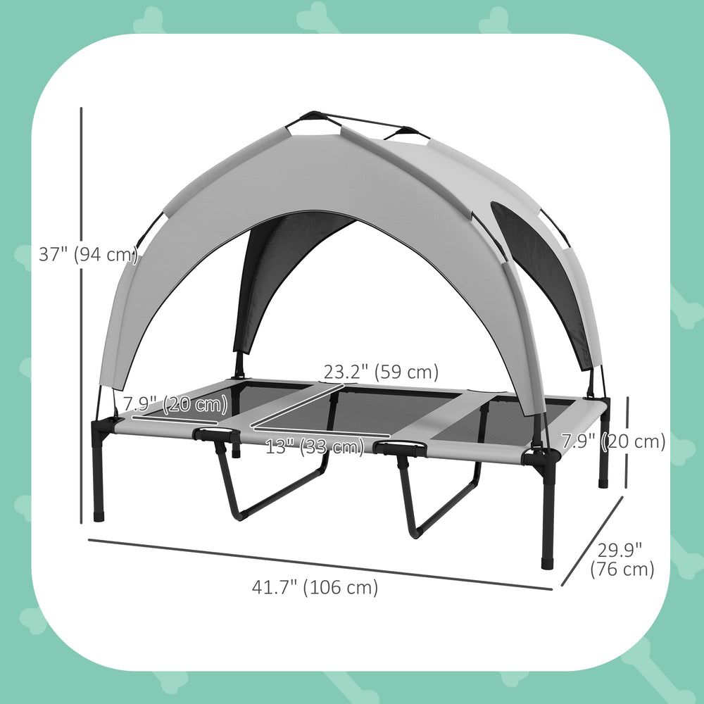 Raised Dog Bed Cooling Dog Cot w/ Canopy Washable Breathable Mesh, for Large - view 2