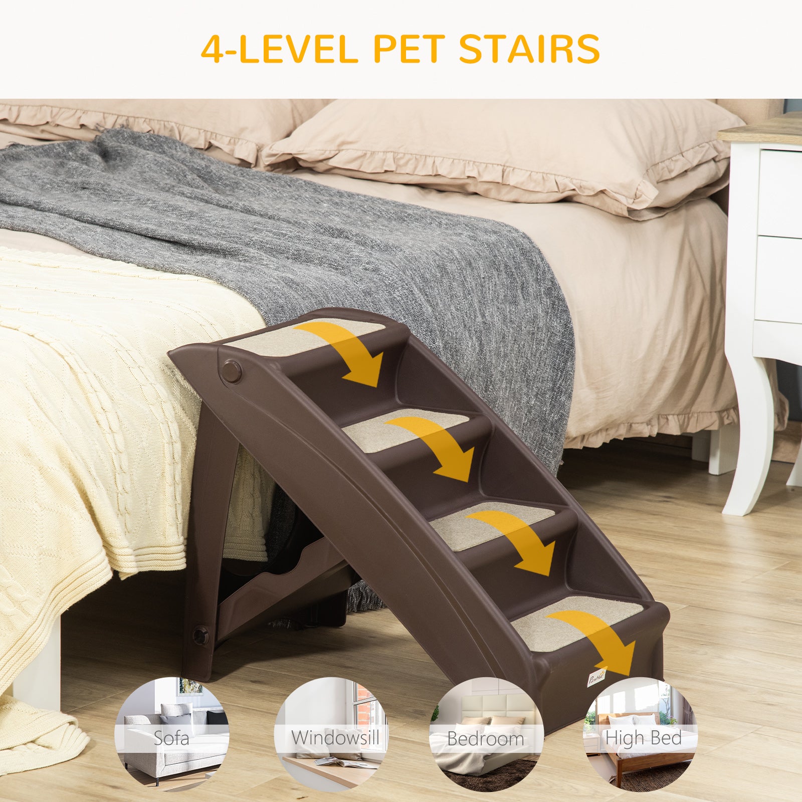 4-Level Portable Pet Stairs, Foldable Dog Ramp, Lightweight Cat Steps - view 6