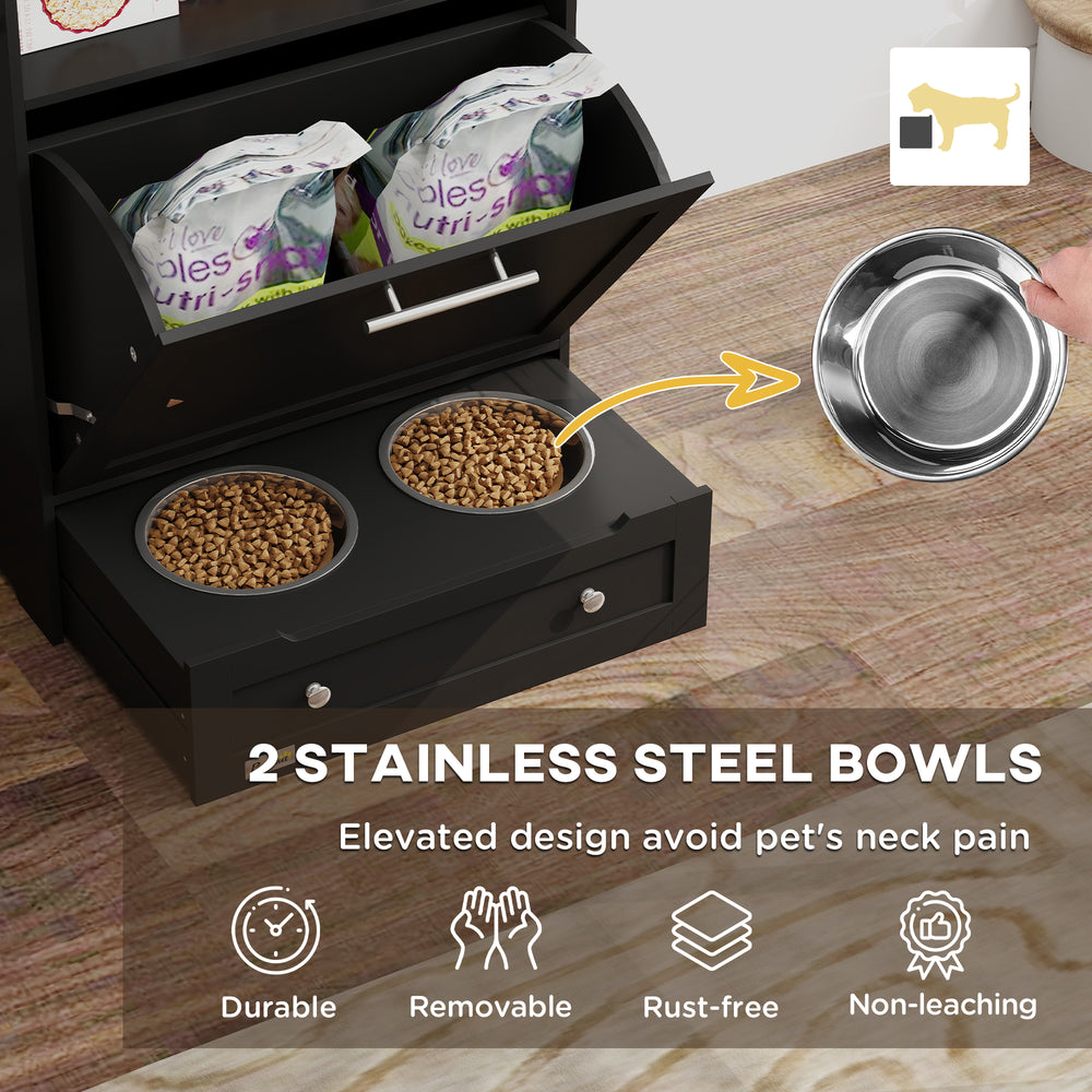 Pet Feeder Station Storage Cabinet, Dog Food Storage Container with Dog Raised - view 3