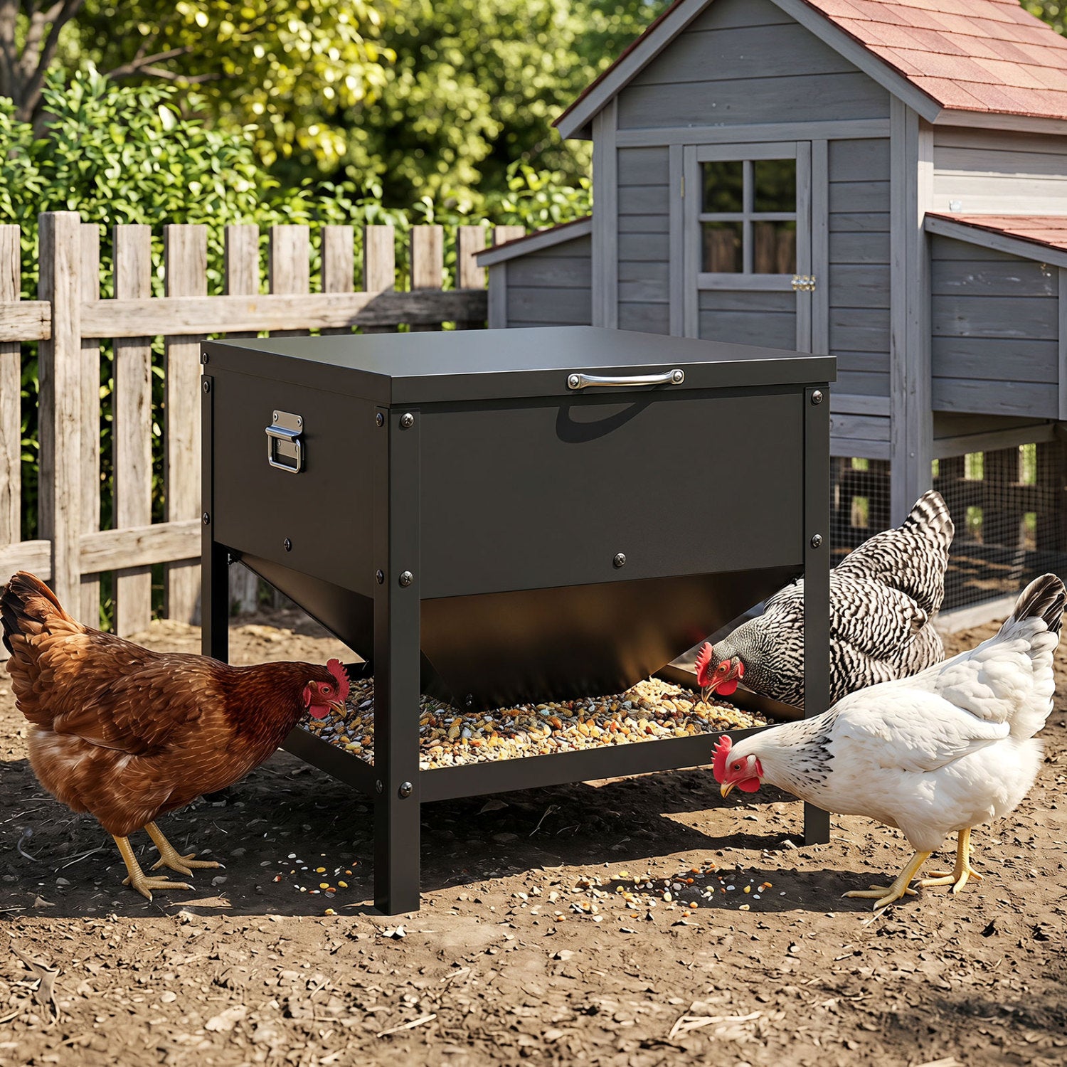 Large Capacity Chicken Feeding Box with Openable Lid Chicken Coop - view 2