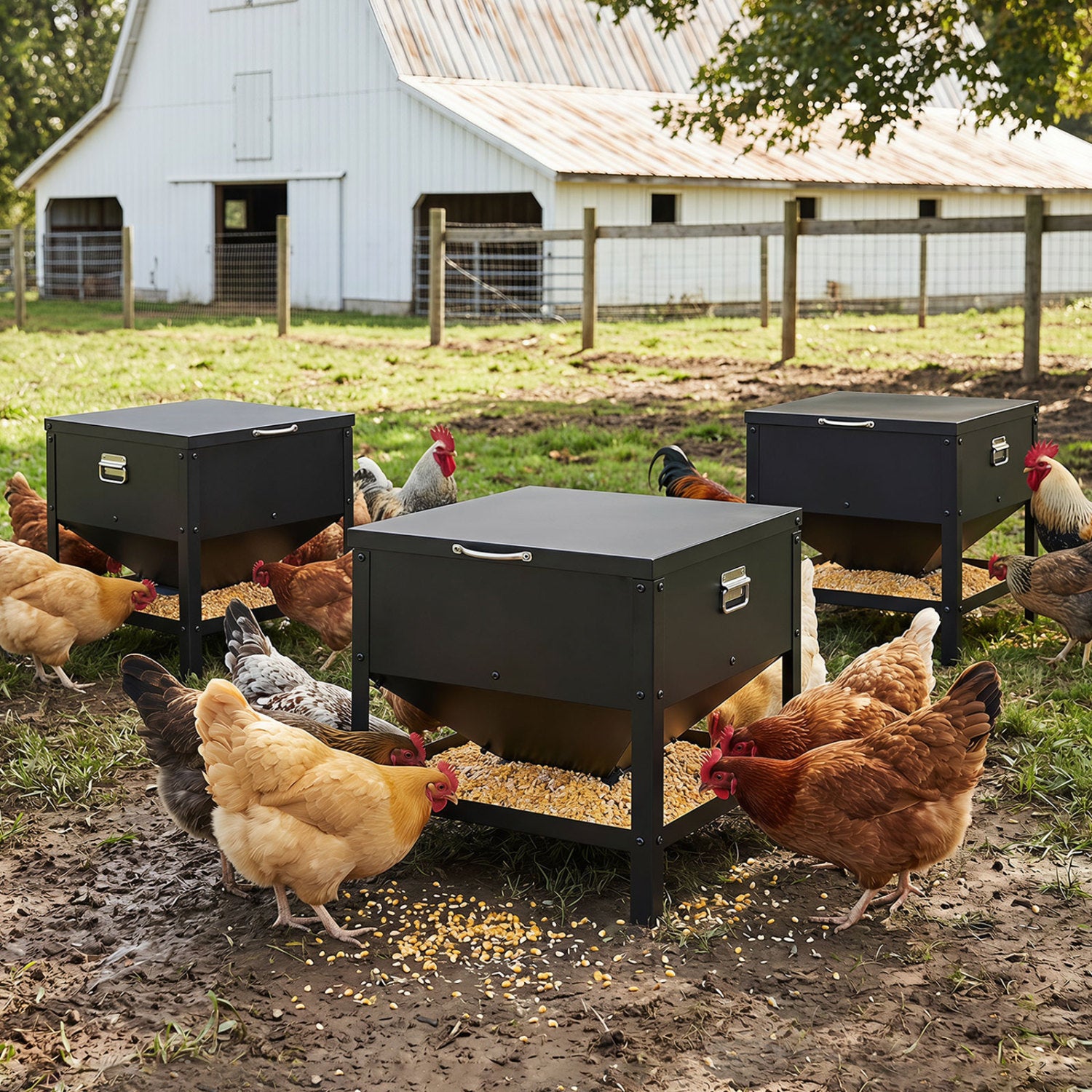 Large Capacity Chicken Feeding Box with Openable Lid Chicken Coop - view 3