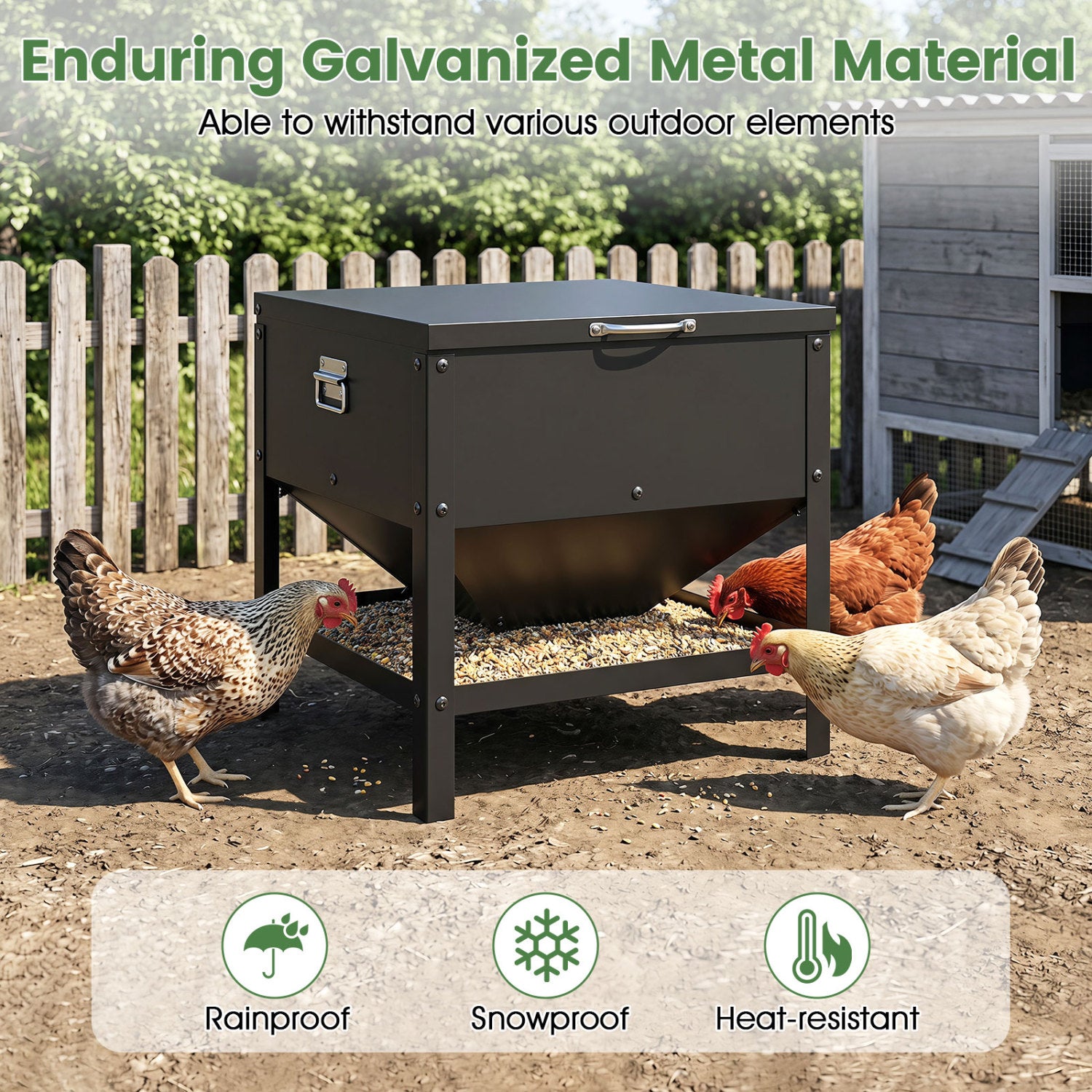 Large Capacity Chicken Feeding Box with Openable Lid Chicken Coop - view 6