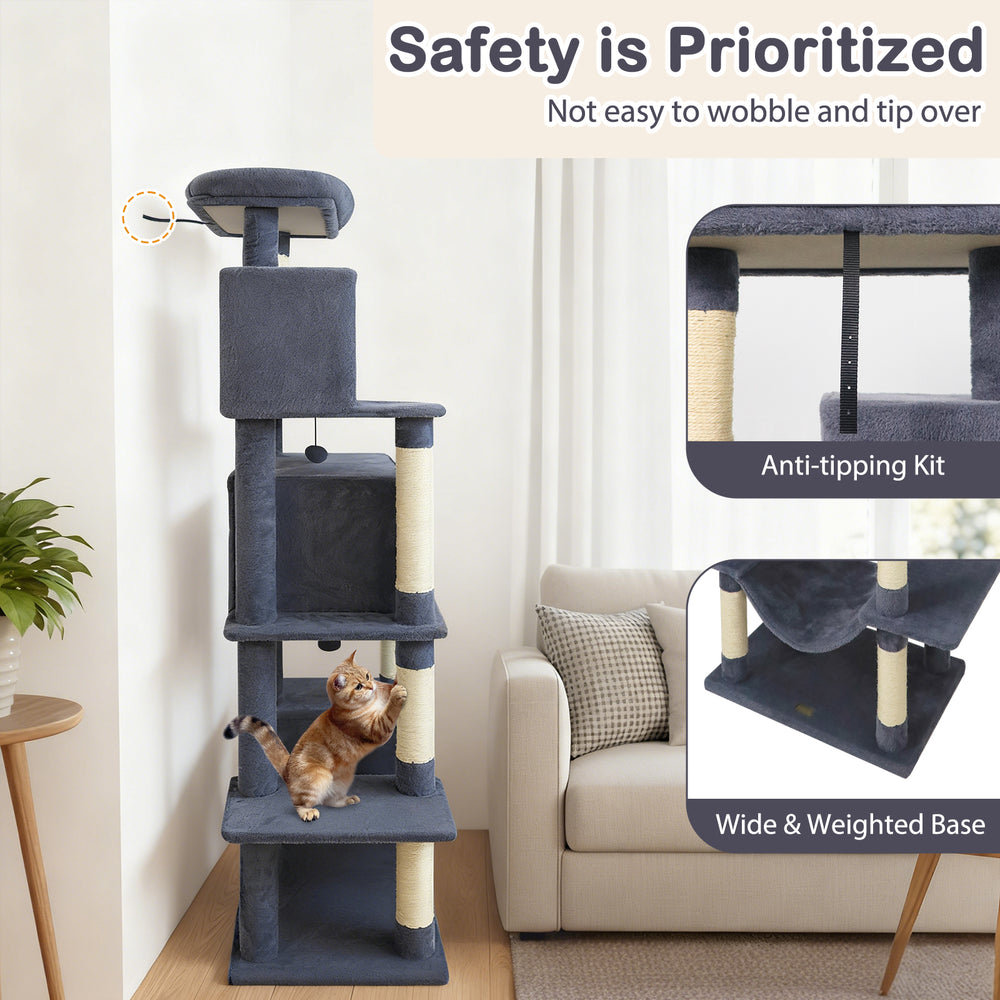 Large Cat Tree for Indoor Cats 70" Tall Cat Tower - view 7