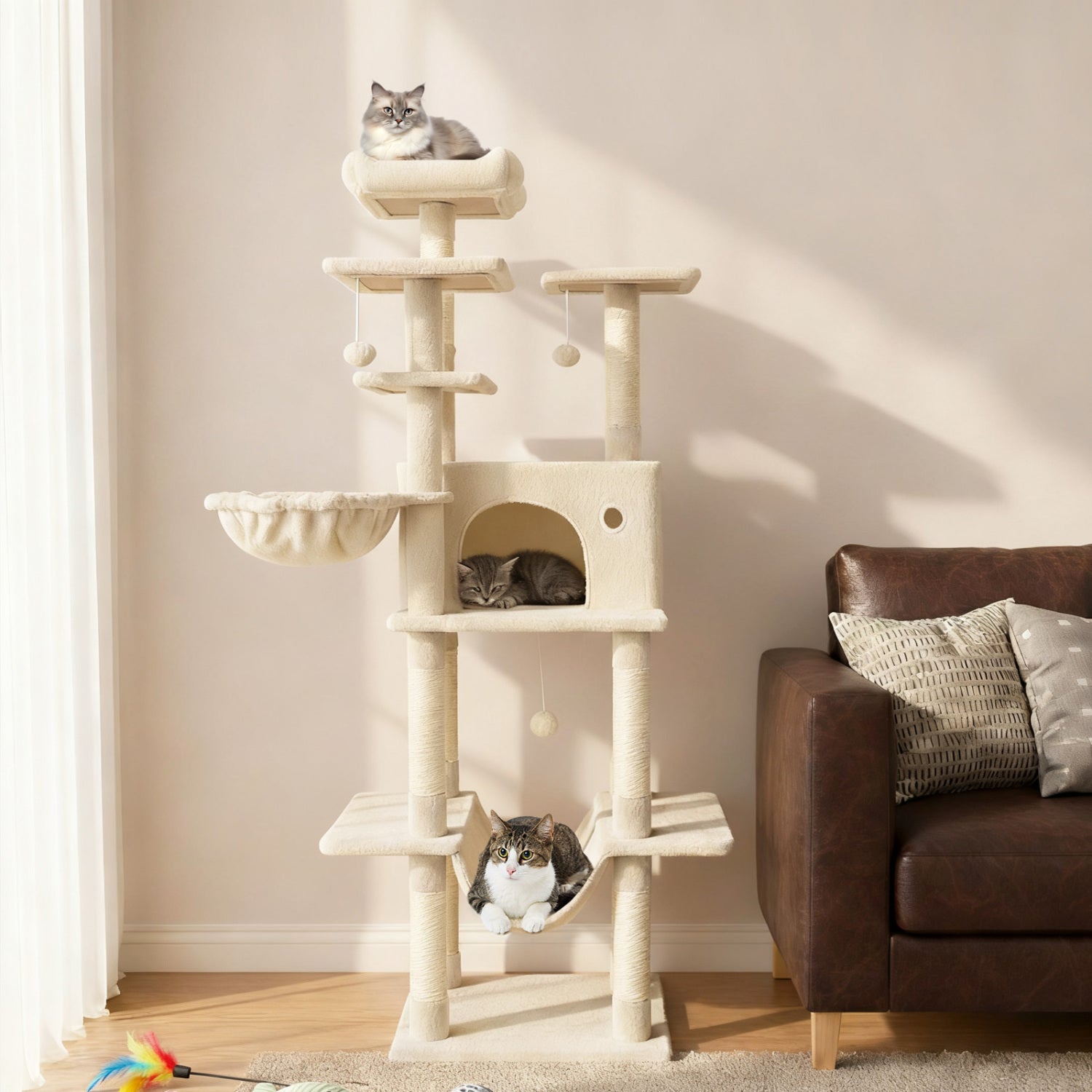 Large Cat Tree for Indoor Cats 63" Tall Cat Tower - view 2