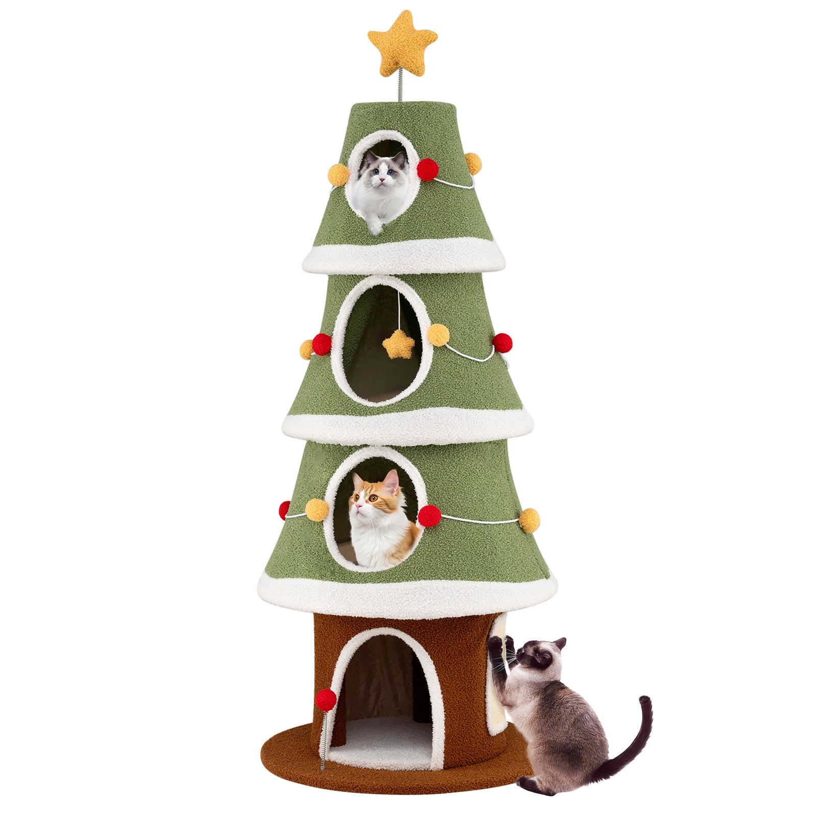 Large Christmas Cat Tree for Indoor Cats 61 Inch Cute Cat Tower with 4 Condos - view 4