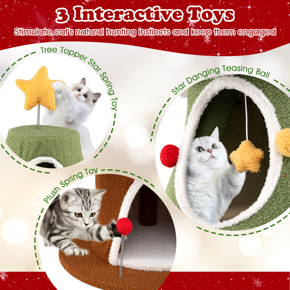 Large Christmas Cat Tree for Indoor Cats 61 Inch Cute Cat Tower with 4 Condos - view 7