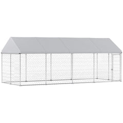 Heavy Duty Outdoor Dog Kennel with Waterproof Roof, Secure Latch, Chain Link