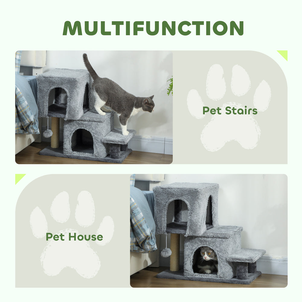 4-Step Pet Stairs, Adjustable Height Cat Stairs with Scratching Posts Cat - view 4
