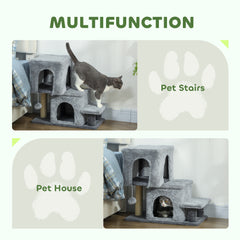 4-Step Pet Stairs, Adjustable Height Cat Stairs with Scratching Posts Cat - view 4