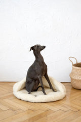 Natural Wool Pet Cave White | Hand-Felted Cat & Small Dog Bed | Mellow Pet - detail view