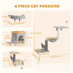 Cat Wall Shelves, 4 Pcs Cat Wall Furniture Set with Scratching Posts, Condo - view 2