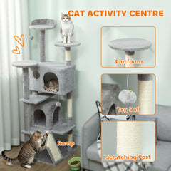 54" Cat Tree, Multi-Level Cat Tower with Scratching Posts, Cat Condos, Bed - view 3