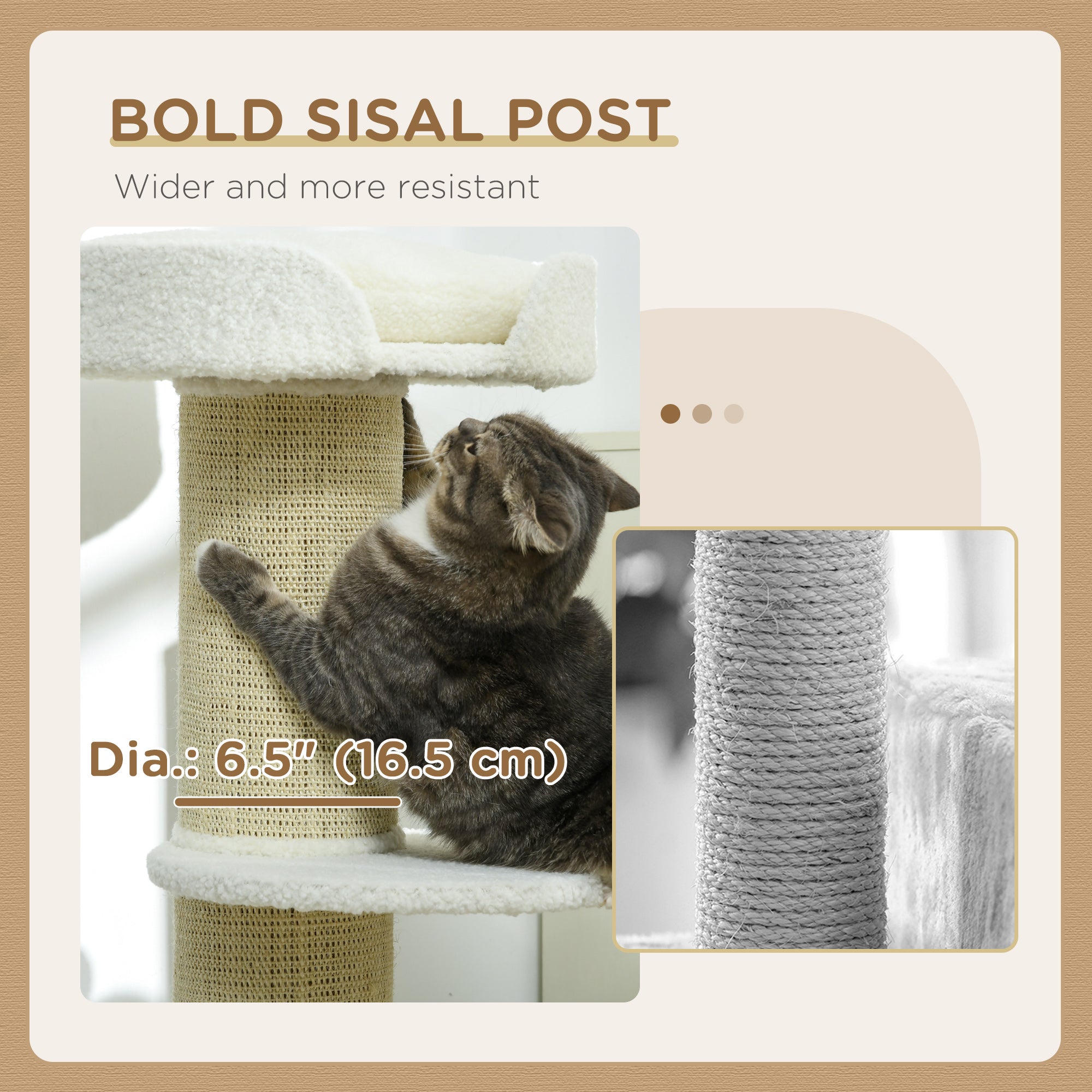 Cat Tree Kitty Tower with Sisal Mat Scratching Post, Cat Bed, Cushion, Perch - view 5