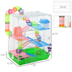 5 Tiers Hamster Cage Portable with Exercise Wheels Play Tube Water Bottle - view 2