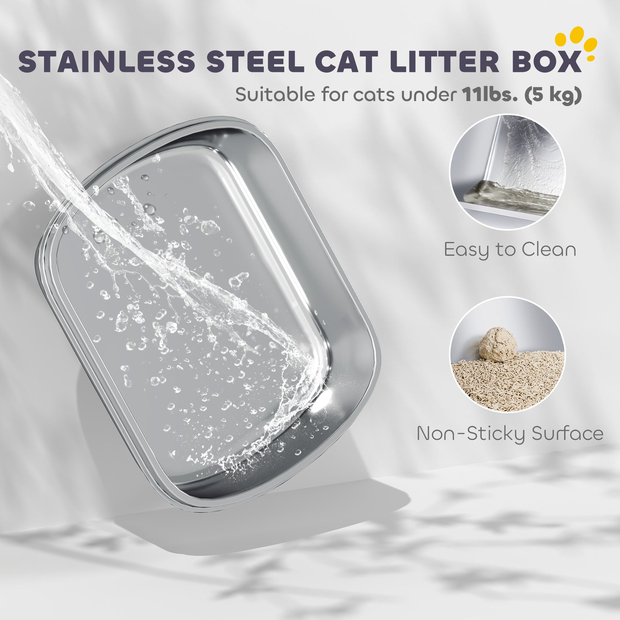 Enclosed Stainless Steel Litter Box, Metal Cat Litter Box with Scoop - view 3