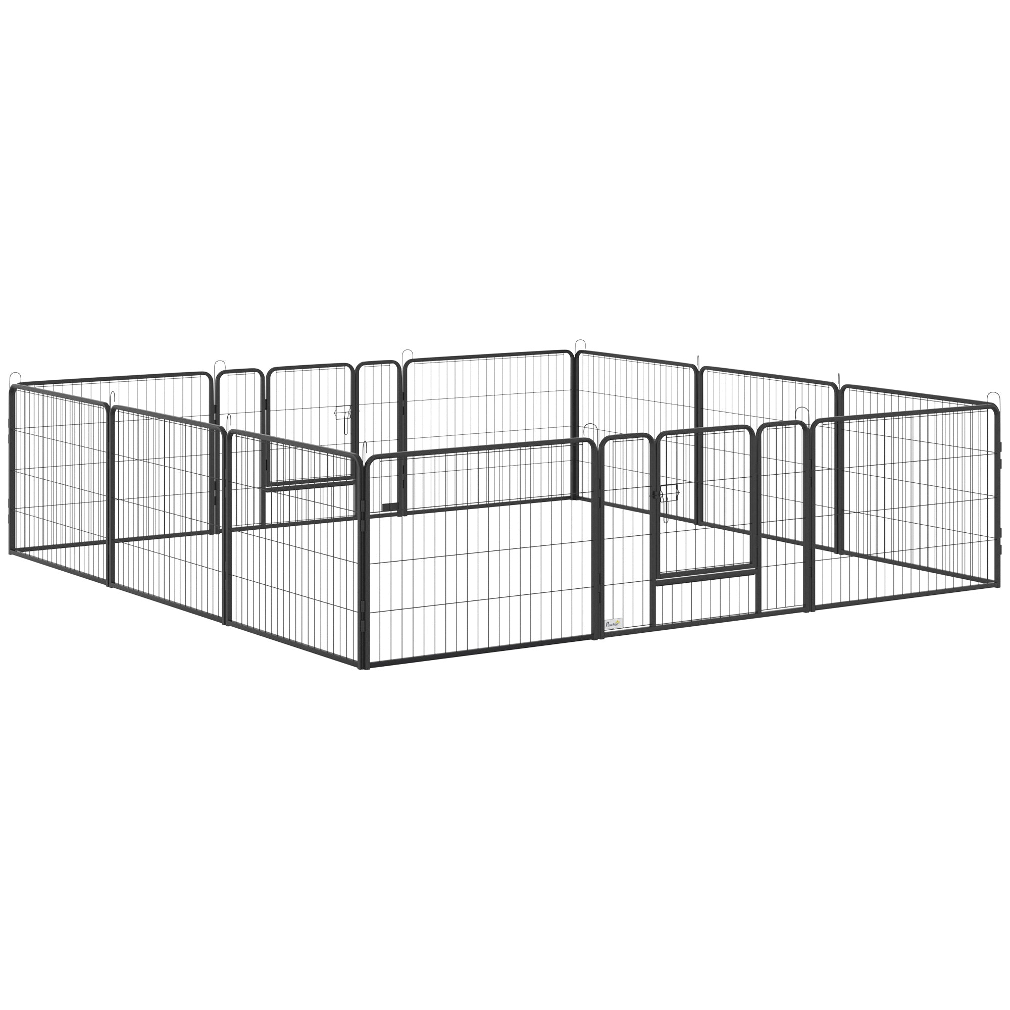 Dog Playpen, 31.5"W Heavy-Duty Metal Puppy Play Pen, Pet Exercise Fences