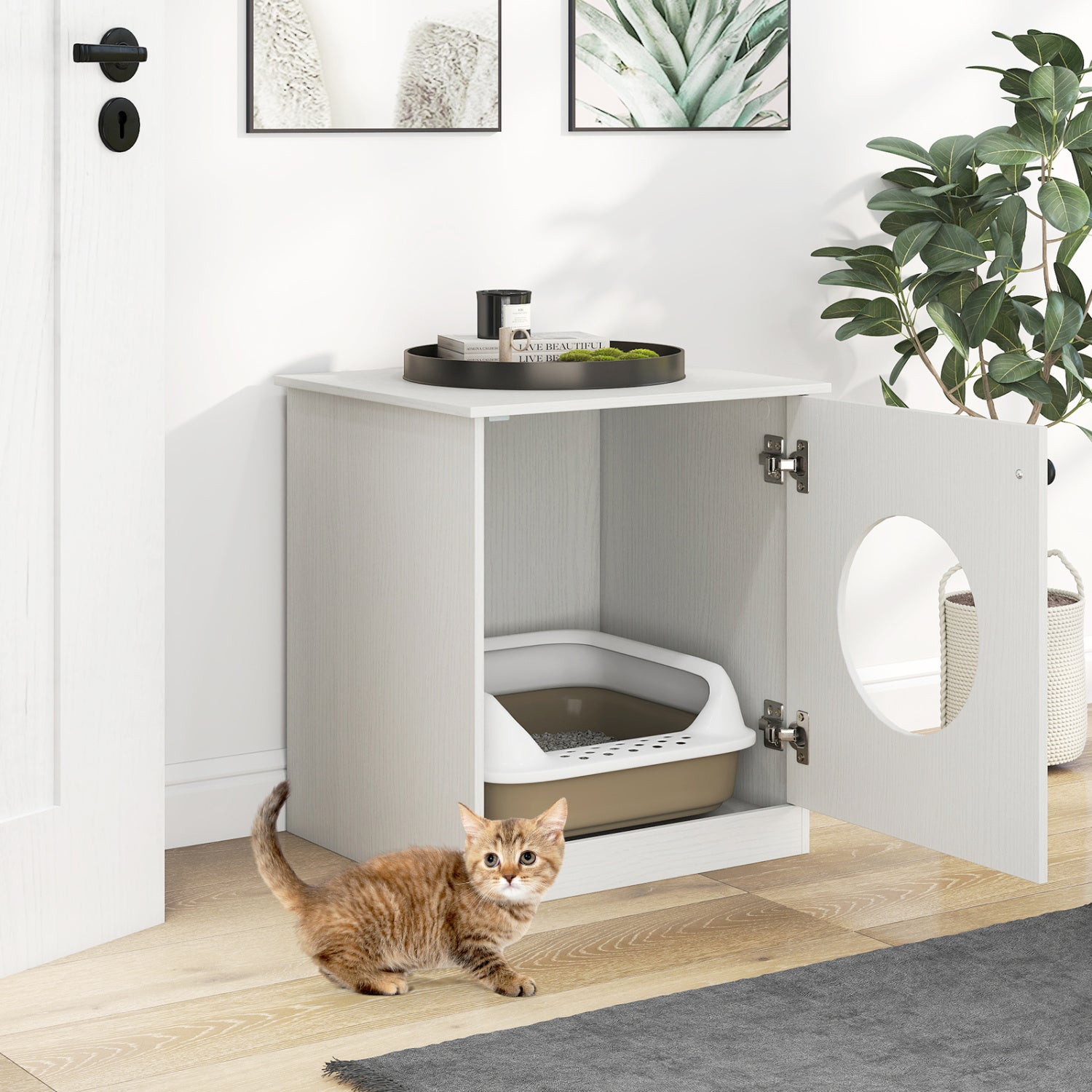 Modern Cat Litter Box Enclosure for Small to Large Cats Cat House - view 3