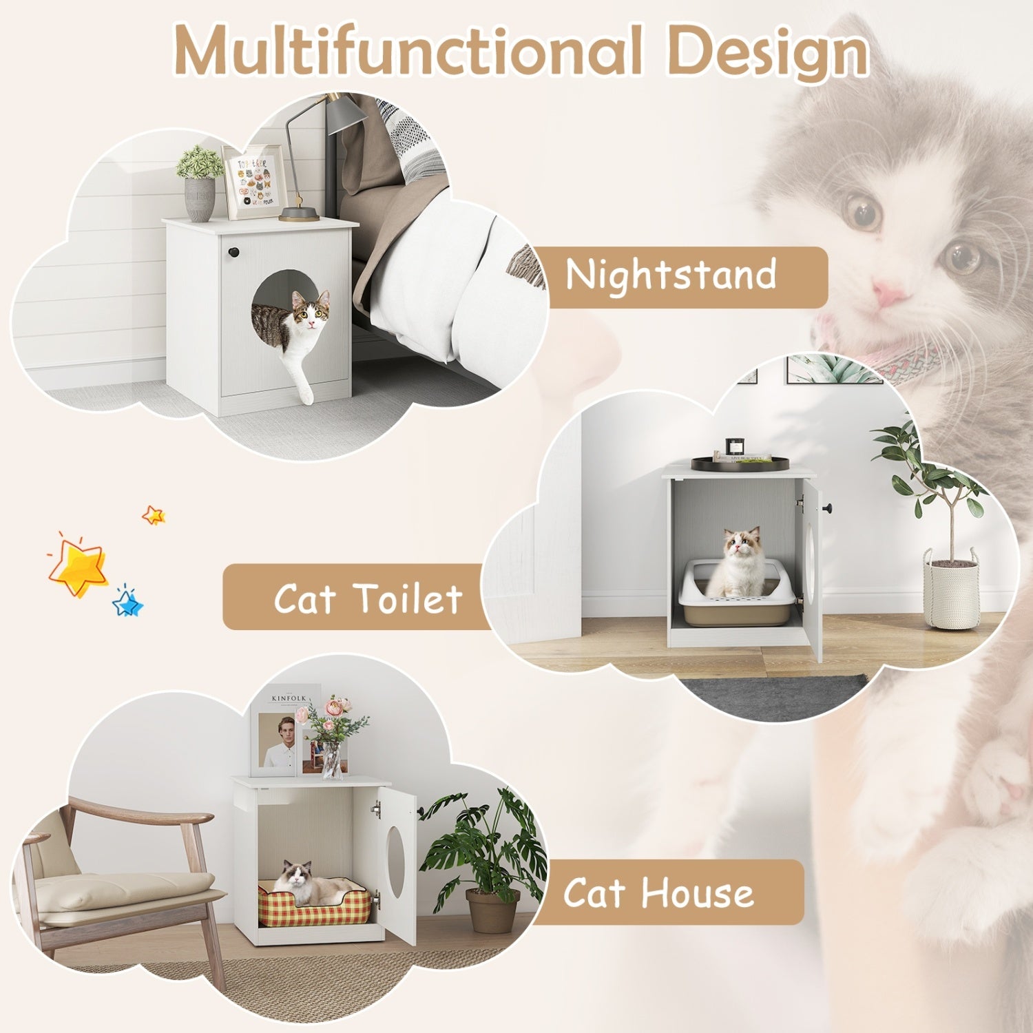 Modern Cat Litter Box Enclosure for Small to Large Cats Cat House - view 6