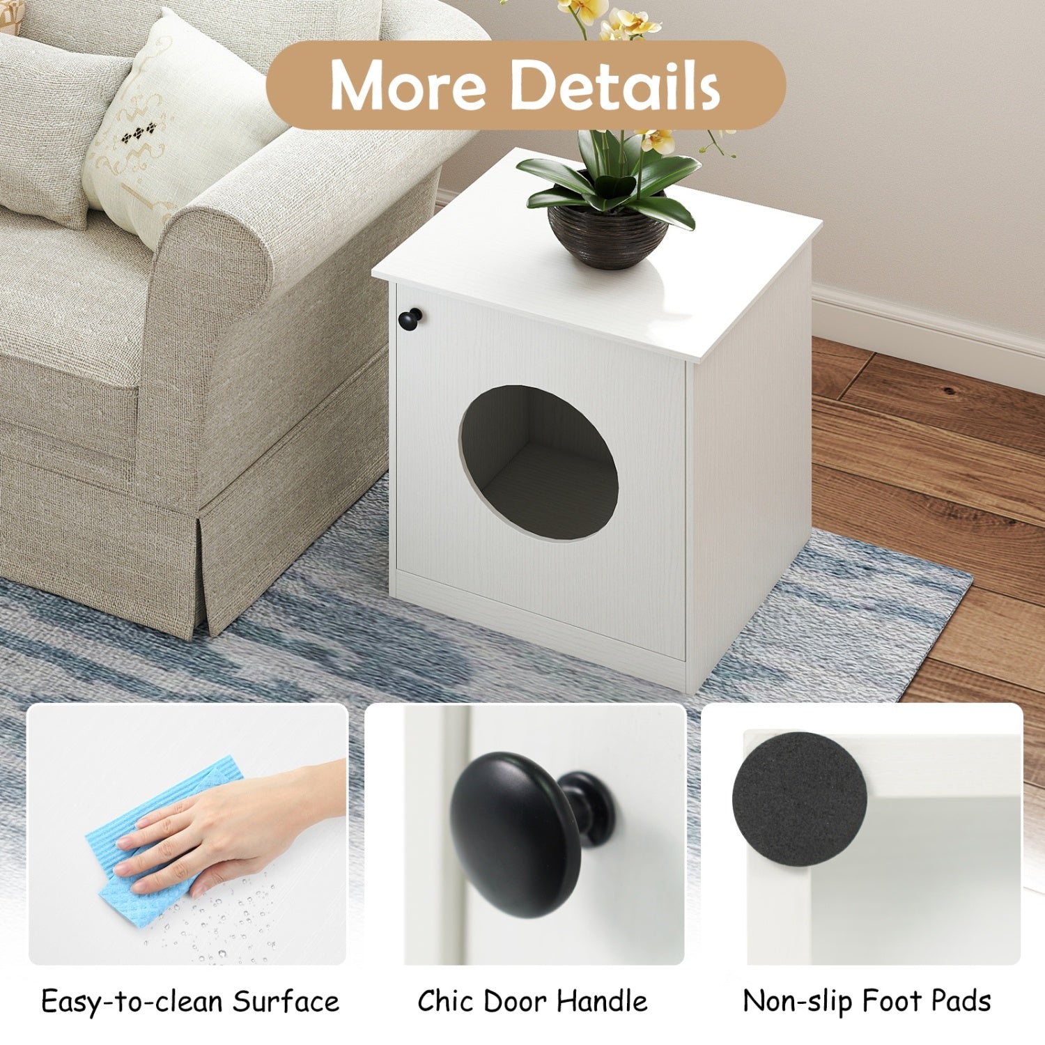 Modern Cat Litter Box Enclosure for Small to Large Cats Cat House - view 8