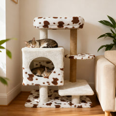 Modern Cat Tree Indoor Cat Tower with Wide Upholstered Perch and 2-Entrance Cat - view 3