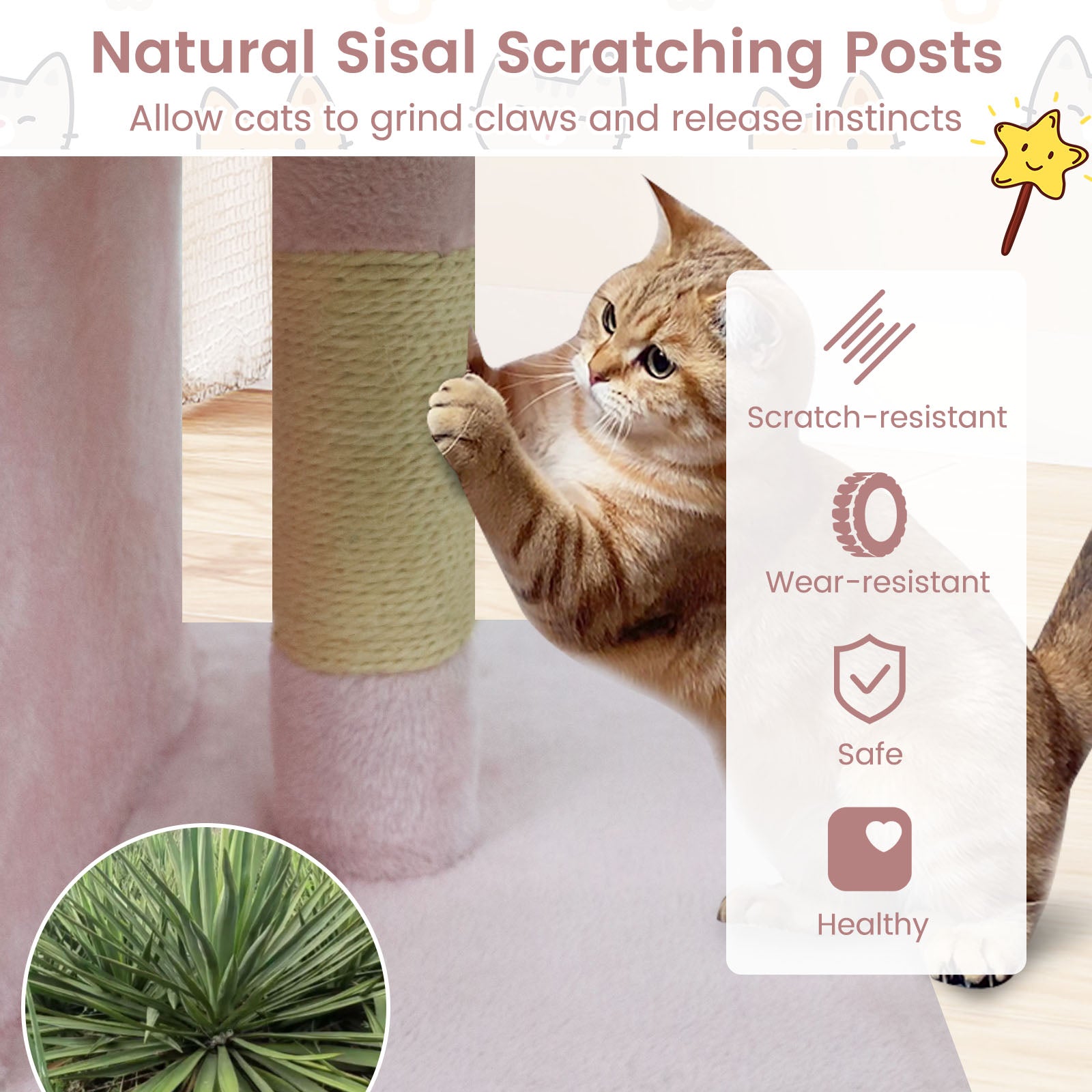 Modern Cat Tree Space-saving Cat Tower with Upholstered Perch and 2 Cat Condos - view 8