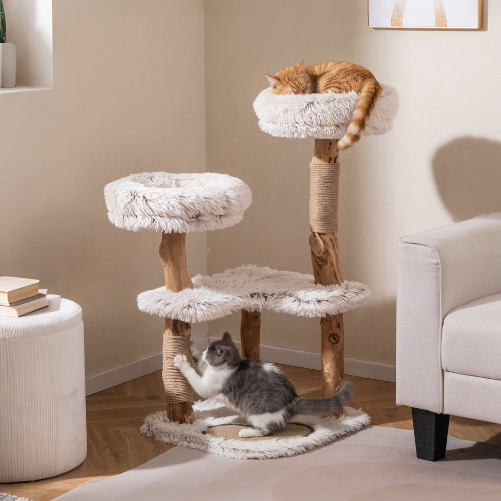 Modern Cat Tree Tower 40" with Luxury Real Wood Natural Branch - view 2
