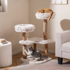 Modern Cat Tree Tower 40" with Luxury Real Wood Natural Branch - view 2