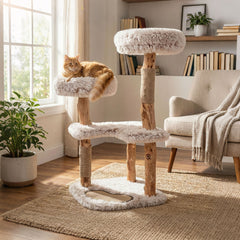 Modern Cat Tree Tower 40" with Luxury Real Wood Natural Branch - view 3
